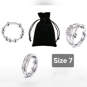 3PCS Fidget Rings For Women Stress Relief - Size 7
